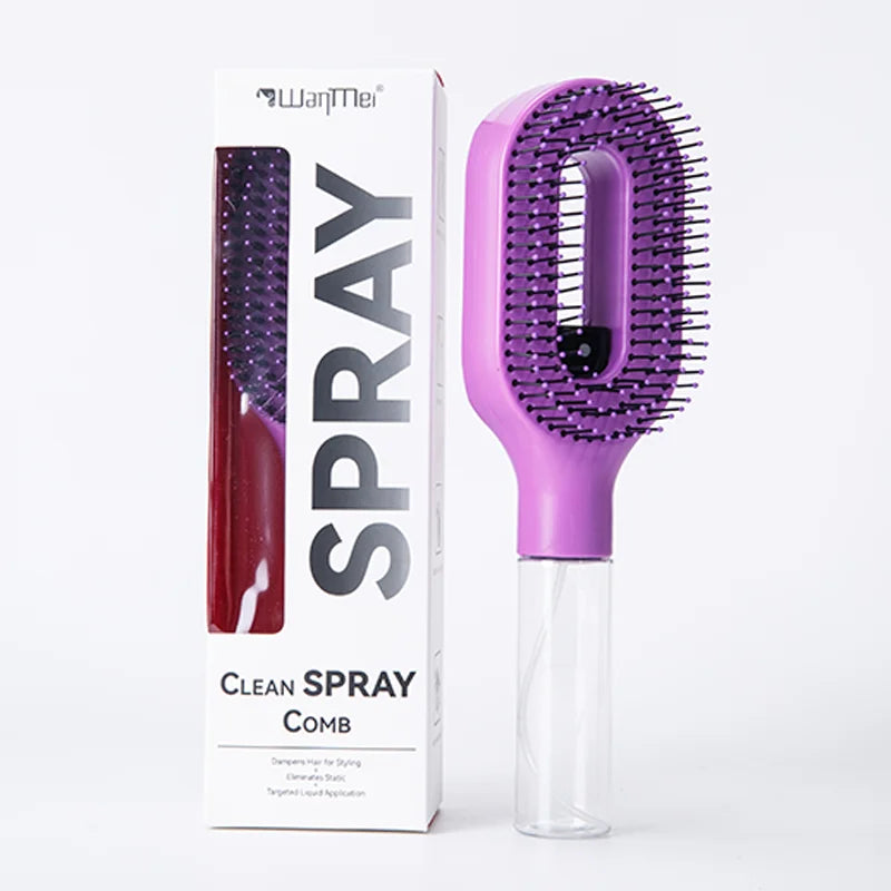 2In1 Sprayer Comb Detangling Scalp Massage Hairbrush with Spray Bottle Essential Oil Water Mist Spray Brush Anti-Static Summer